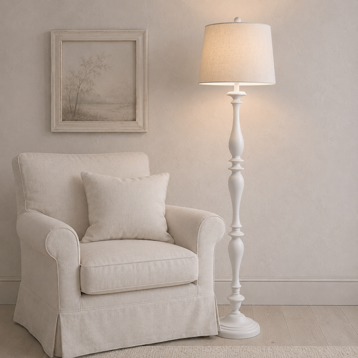 FLOOR LAMP WITH OATMEAL SHADE 33x38x157cm